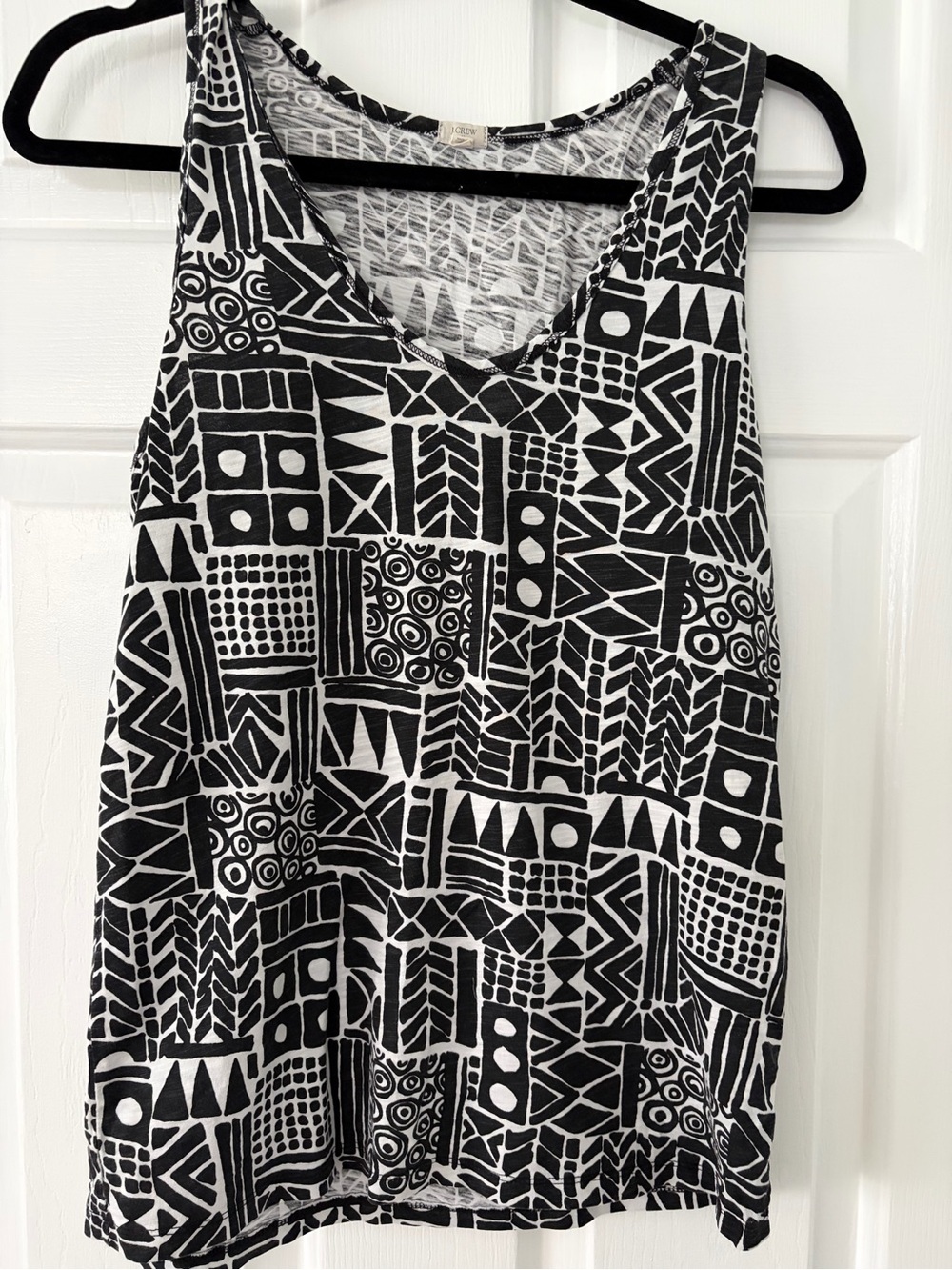 J. Crew Black and White Geometric Tank Top